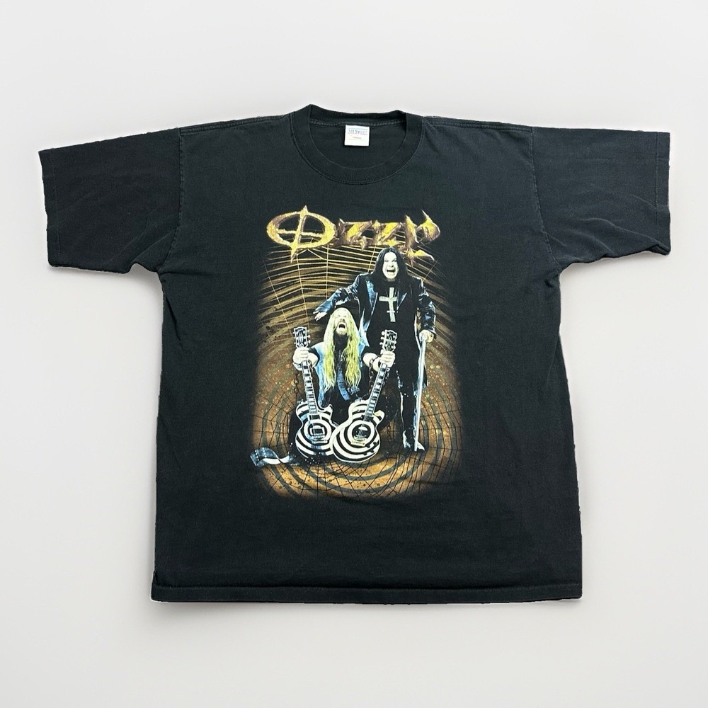 VTG Ozzy Osbourne Zakk Wylde Graphic T-Shirt Size XL Band Tee Rock Concert Rob Z